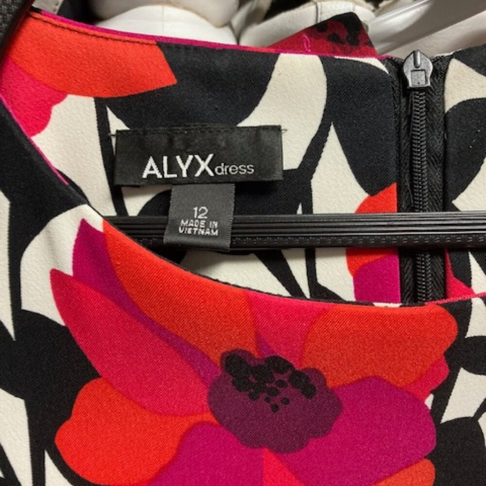 Dress with Colorful Flowers and Black Leaves